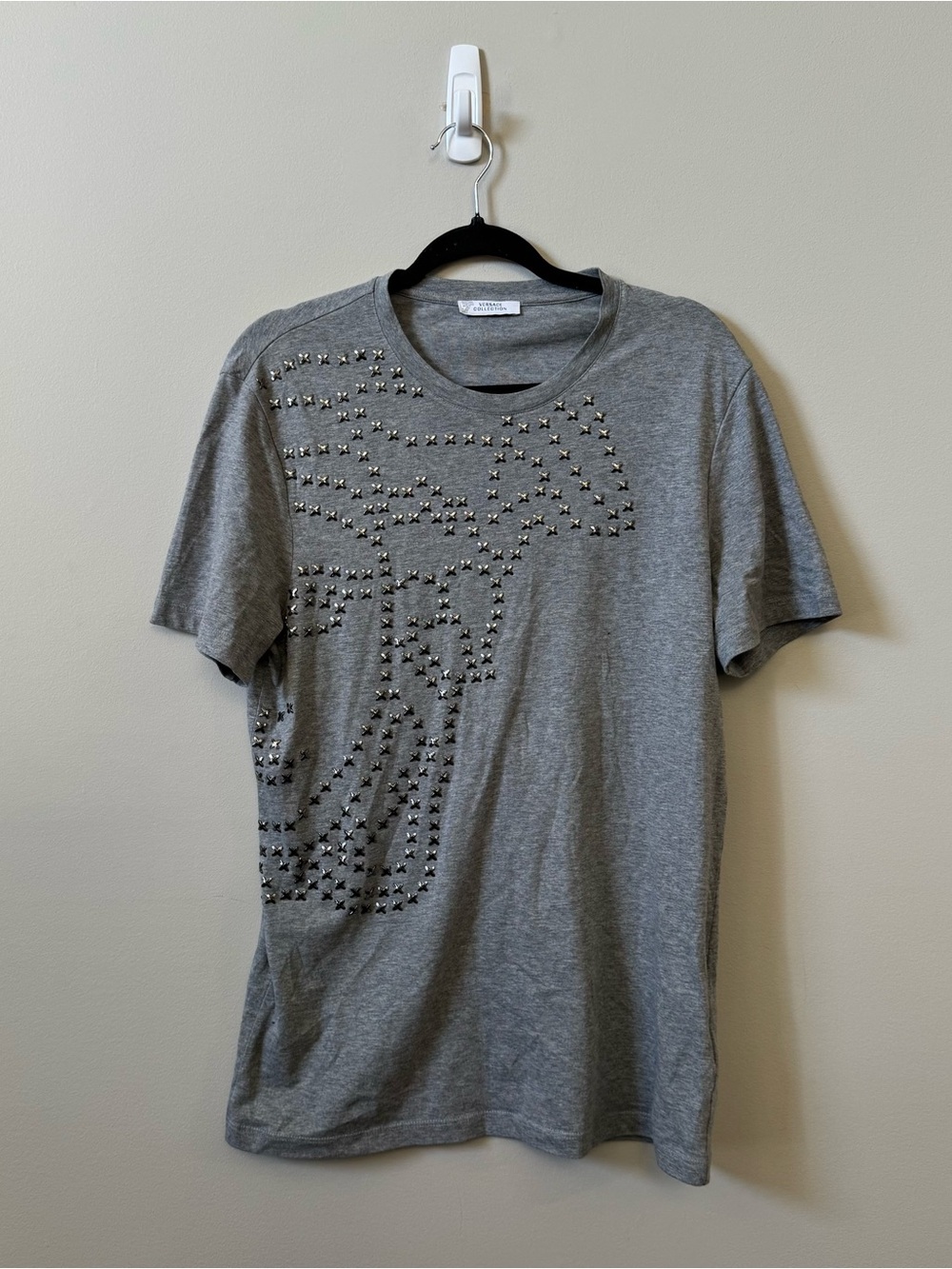 Versace Collection Authentic grey studded Medusa short sleeve T-shirt